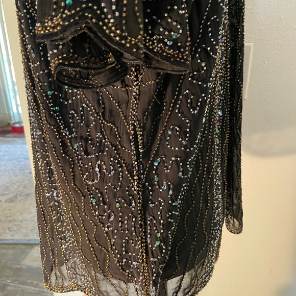 NWT Black sequins & beaded Blouse by Vision For Innovation Size L - Picture 9 of 10